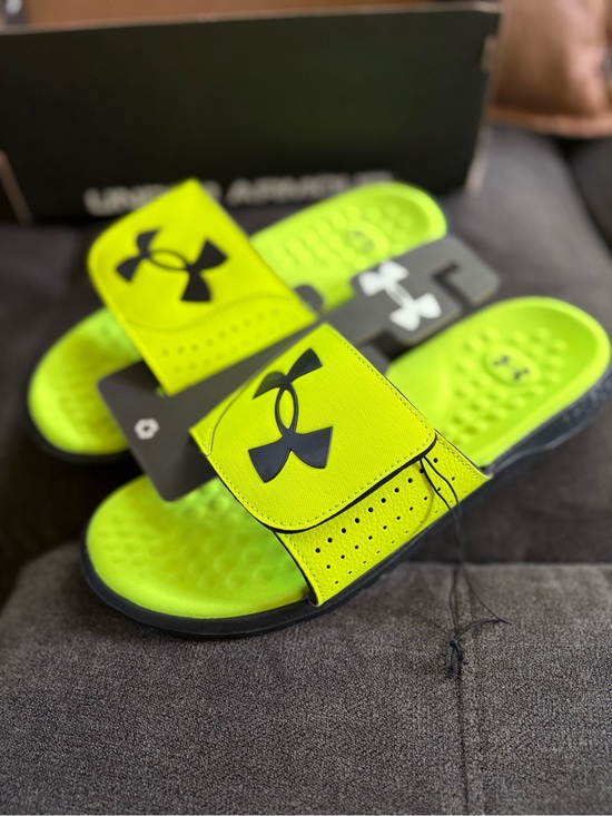 Under Armour Kids Bright Lime Slide Sandals with Black Logo main image 8